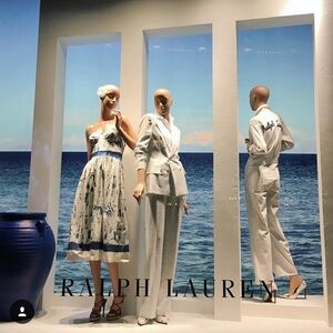 Ralph Lauren Collection Alstin Striped Cotton Workwear Coverall White/Azure